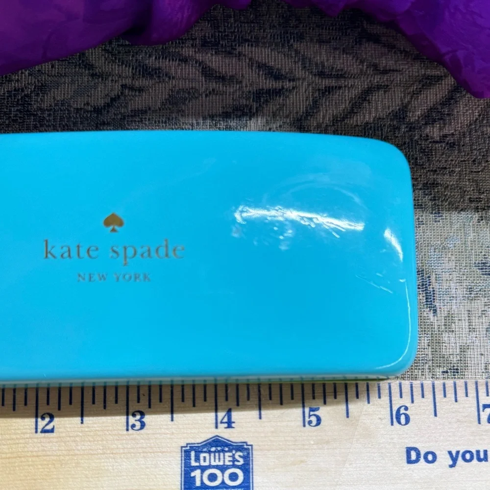 Kate Spade New York Hard Shell Turquoise/Green Eyewear Case w/signature logo
